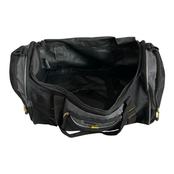 TPRC Sport Duffel Bag Black Yellow Gym Bag Carry On Bag Shoulder Bag - Picture 5 of 9